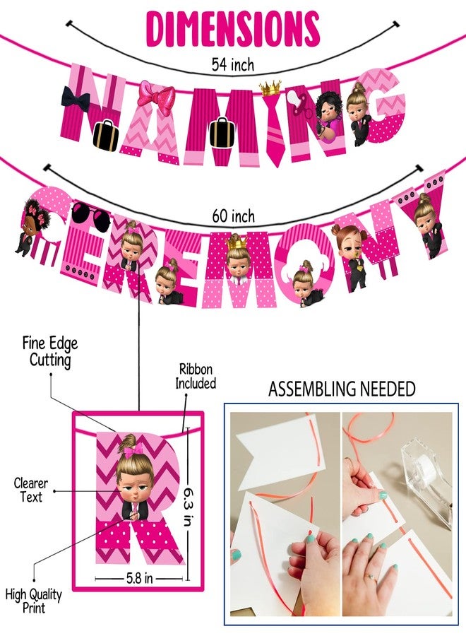 Zyozique 41 Pcs -Girl Boss Baby Theme Naming Ceremony Decoration/Naming Ceremony Decoration Items for Baby/Naming Ceremony Decoration - Colour Pink - Image 4
